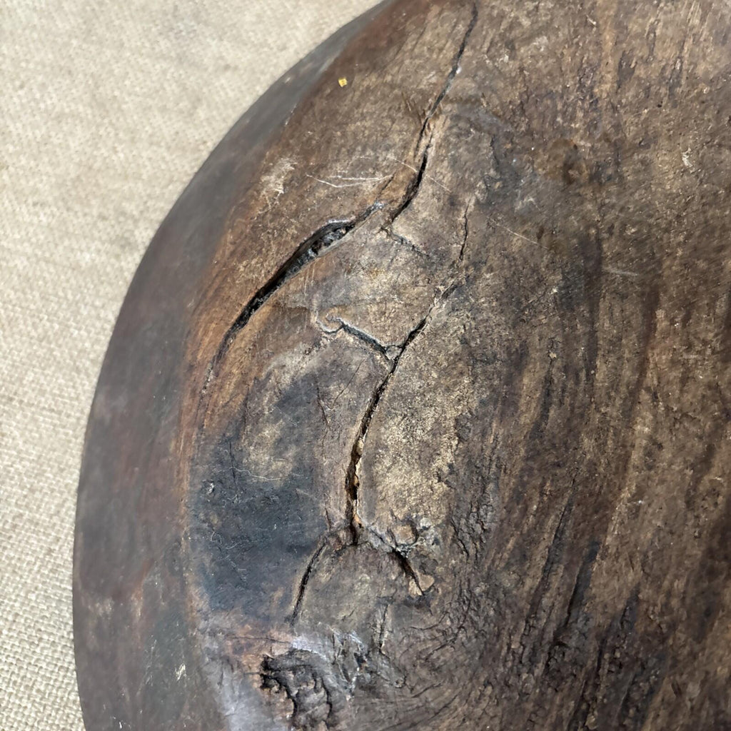 Antique Wooden Bowl - Farmhouse - Cottage - Old Repairs - Rustic