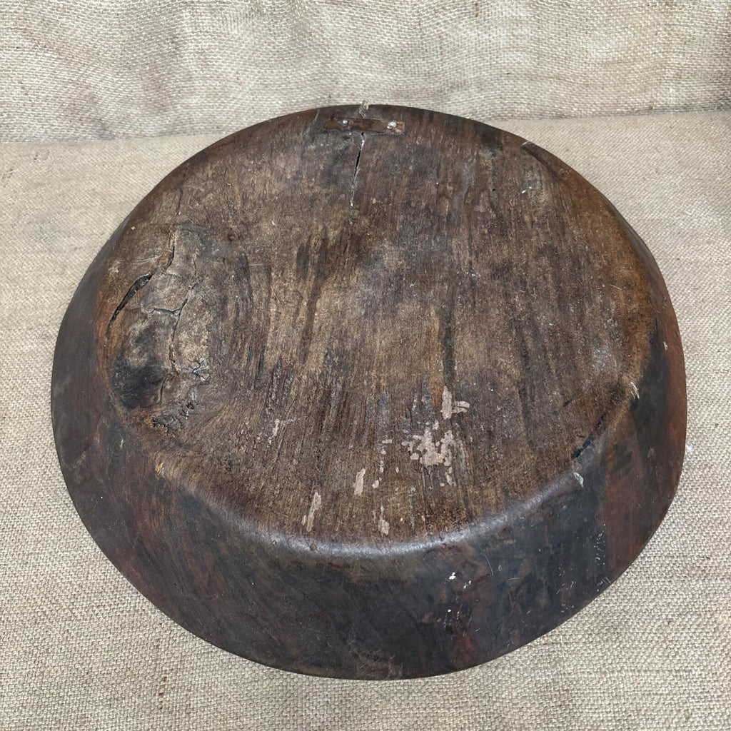 Antique Wooden Bowl - Farmhouse - Cottage - Old Repairs - Rustic