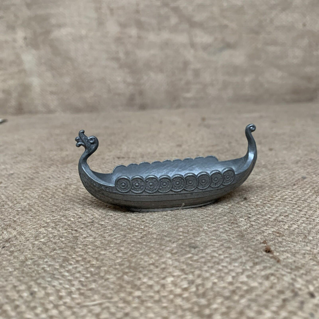 Norwegian Pewter Viking Ship Salt Cellar Holder 'Handstøpt'