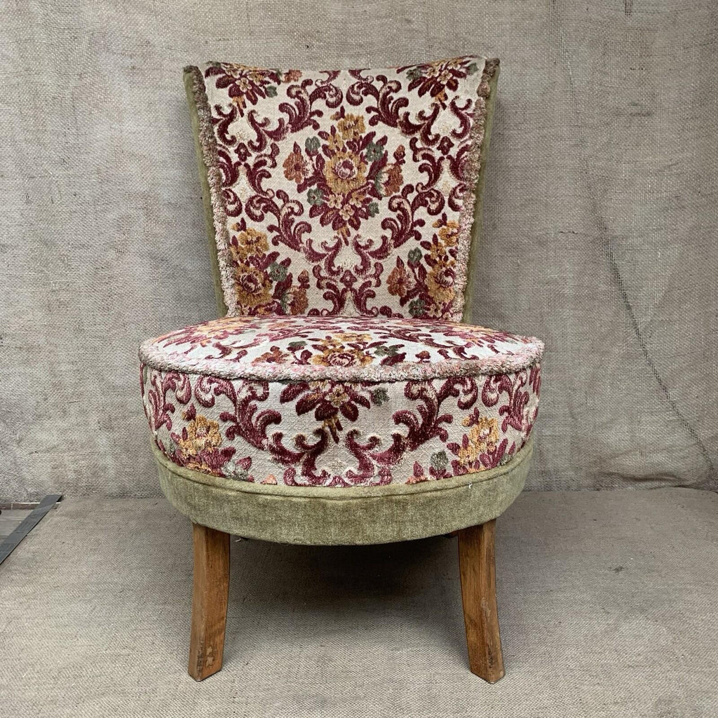 Vintage Upholstered Accent Chair Damask  Bedroom - Cottage - Farmhouse