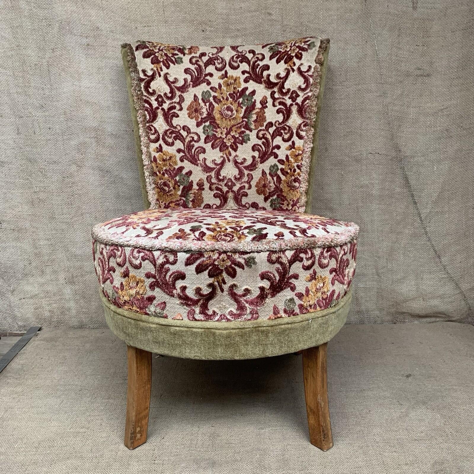Vintage Upholstered Accent Chair Damask  Bedroom - Cottage - Farmhouse