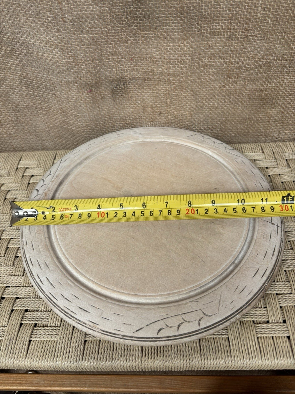 Vintage Carved Round Bread Board - English Kitchenalia - Farmhouse