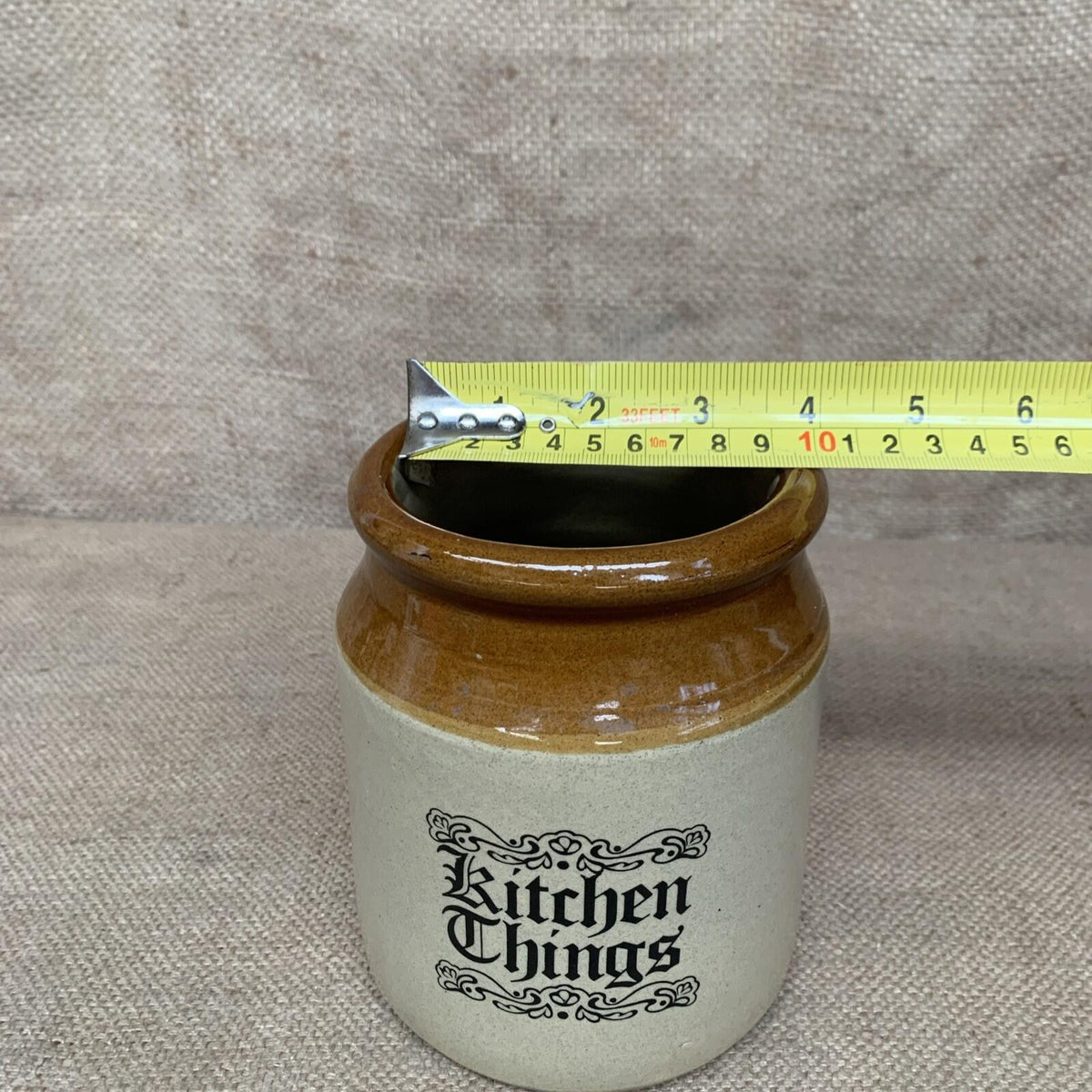 Vintage Stoneware Utensil Pot - Kitchen Things - Farmhouse - Cottage