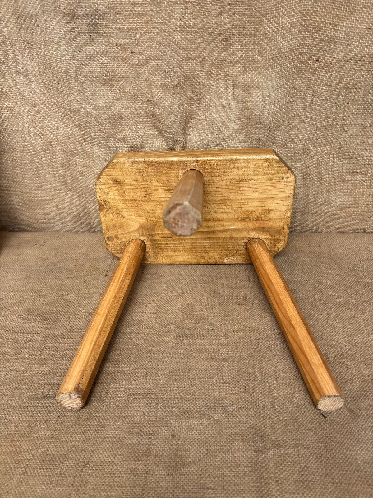 Waxed Pine Stool - Farmhouse - Cottage - Plant Stand - Milking Stool