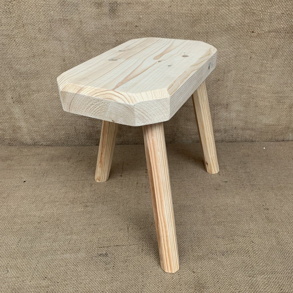 Three Leg Pine Stool - Farmhouse - Cottage - Plant Stand - Milking Stool