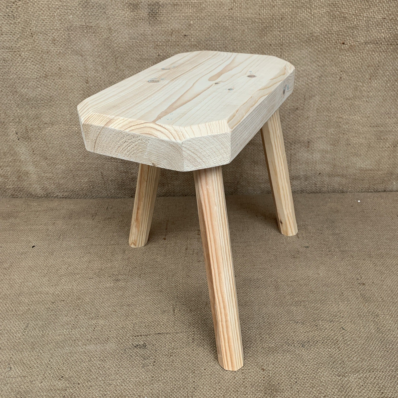 Three Leg Pine Stool - Farmhouse - Cottage - Plant Stand - Milking Stool