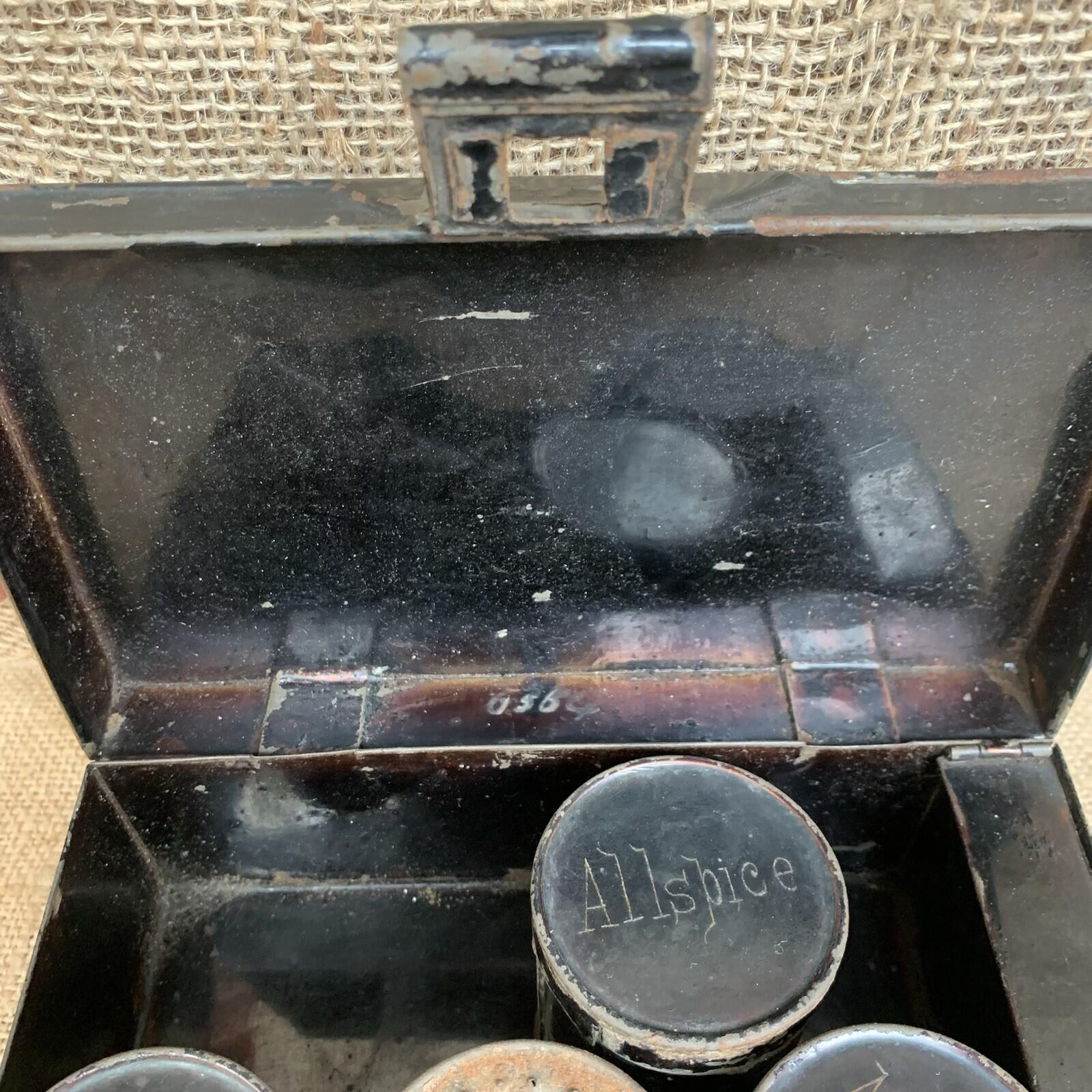 Antique Toleware Spice Box - Kitchenalia - Farmhouse - Cottage - Victorian
