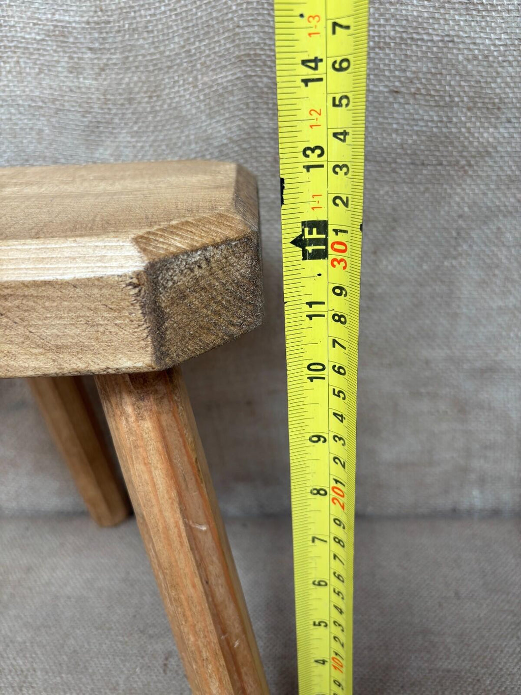 Waxed Pine Stool - Farmhouse - Cottage - Plant Stand - Milking Stool
