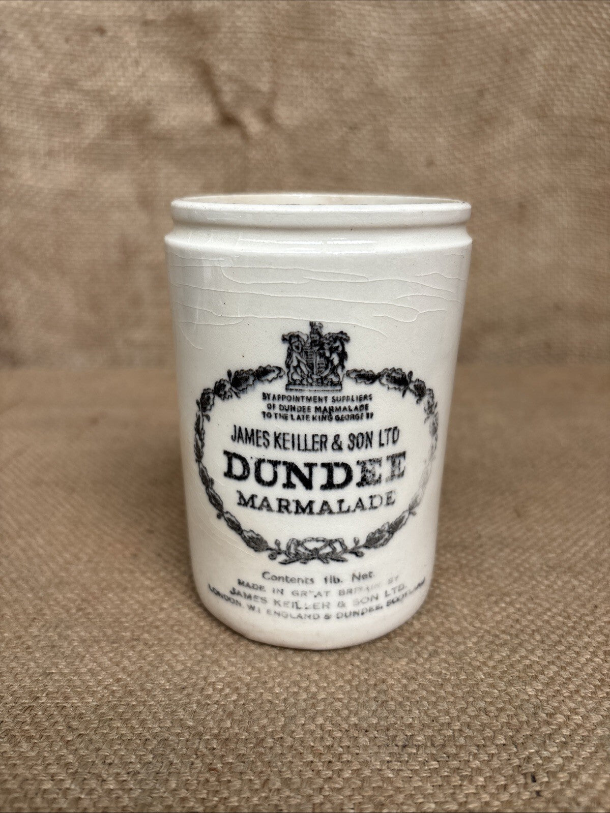 1lb James Keiller Dundee Marmalade Jar / Ceramic Pot / Farmhouse / Cottage