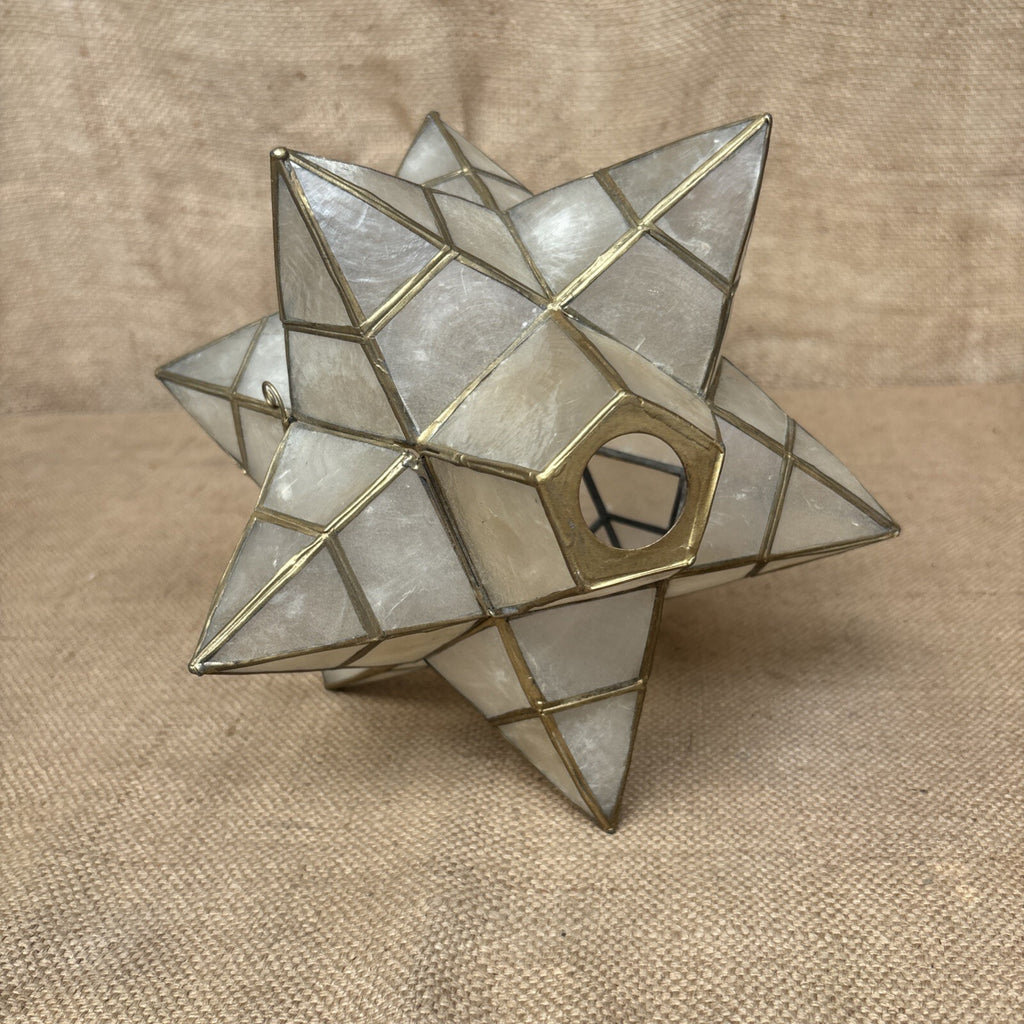 Capiz shell star pendant lampshade - Large - Vintage - Celestial - Gold