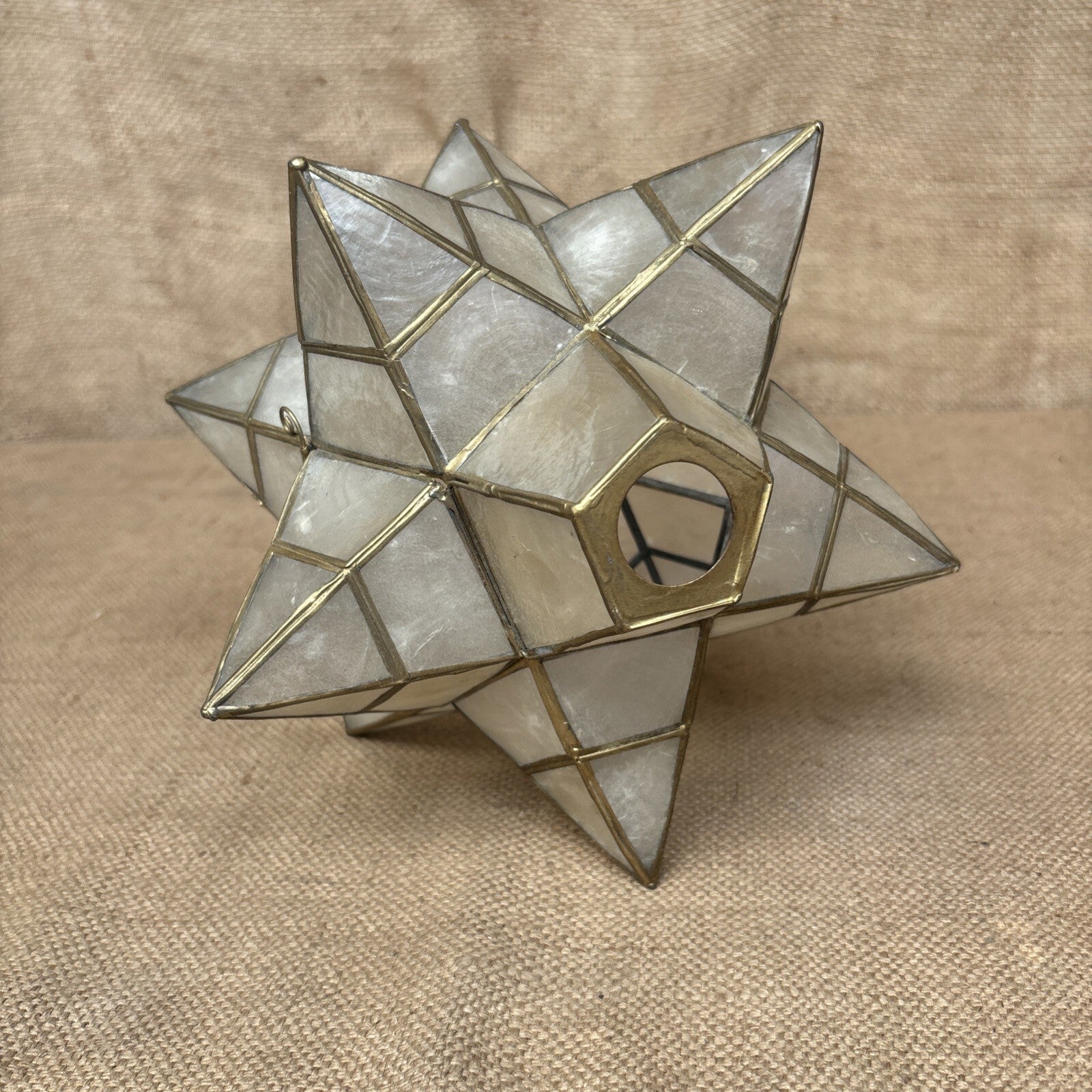 Capiz shell star pendant lampshade - Large - Vintage - Celestial - Gold