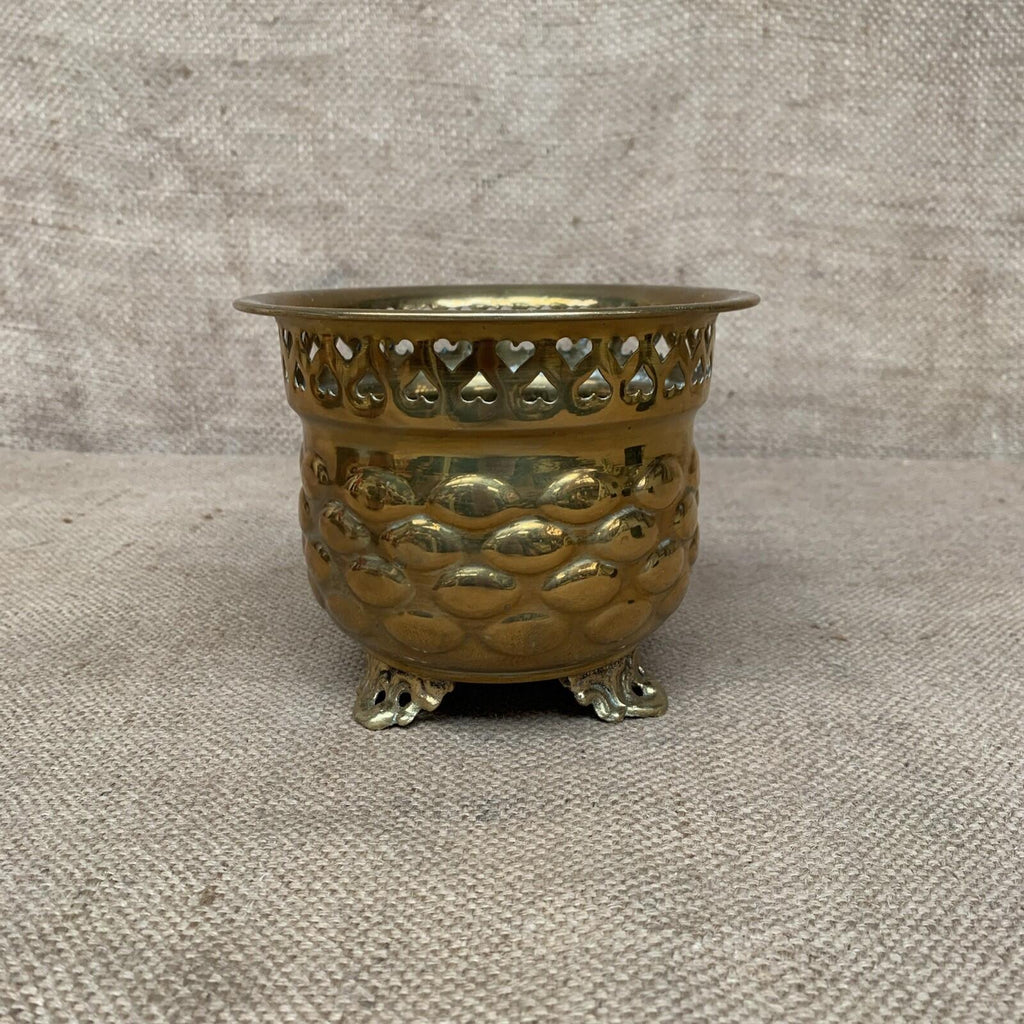Vintage Ornate Brass Planter Pot Plant Holder Charming Country Farm House