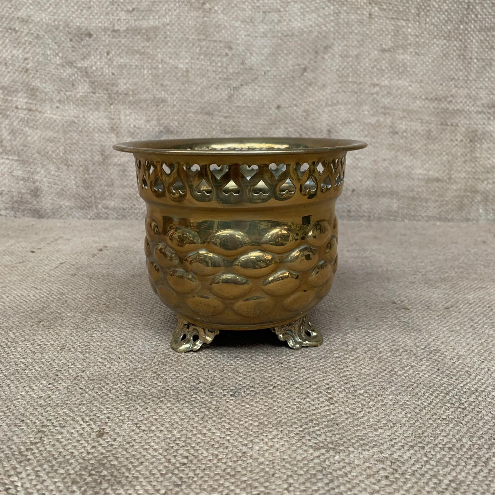 Vintage Ornate Brass Planter Pot Plant Holder Charming Country Farm House