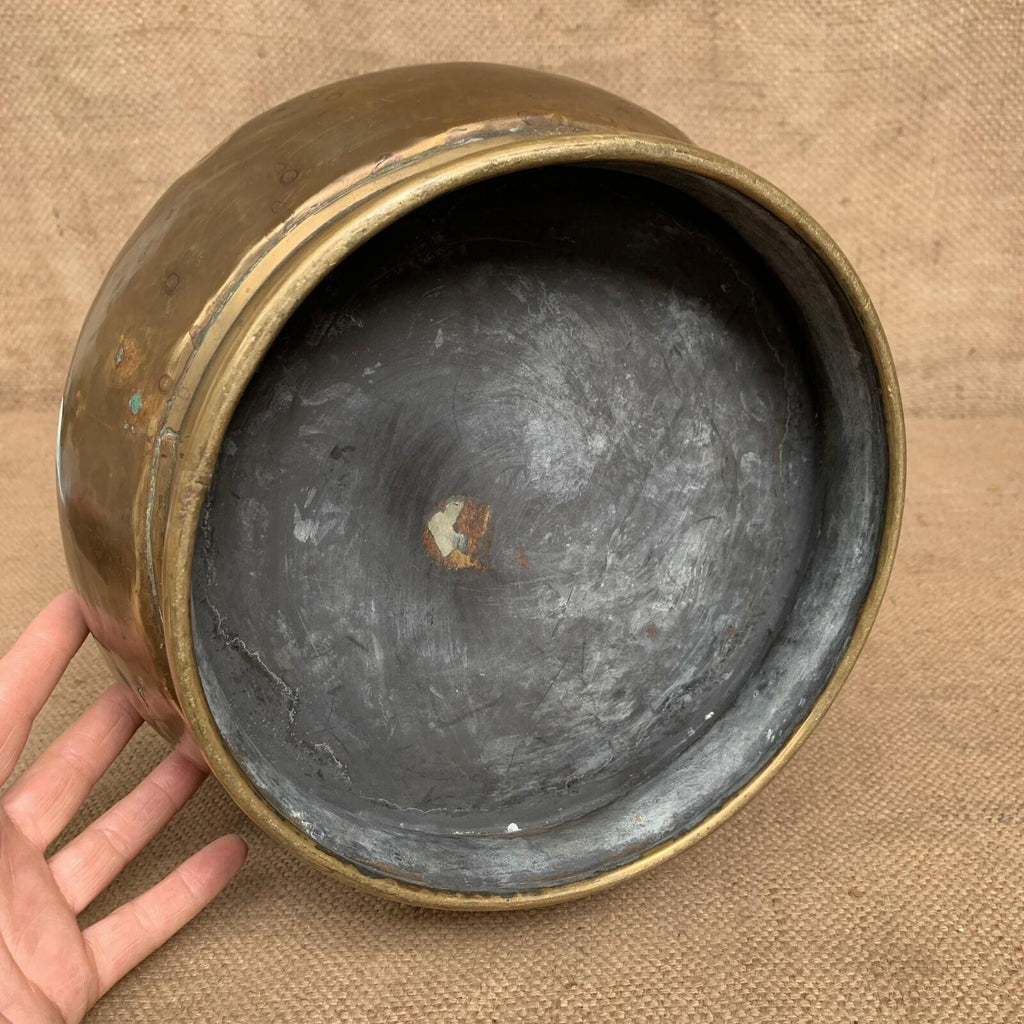 Antique Brass Planter - Urn - Jardiniere - Rustic - Cottage