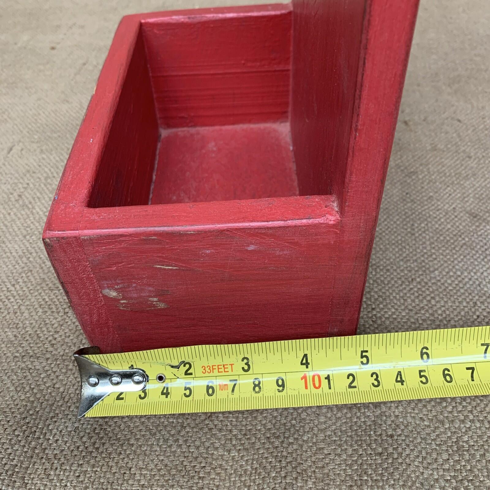Rustic Wall Box - Worn Red Painted Pine - Farmhouse - Cottage