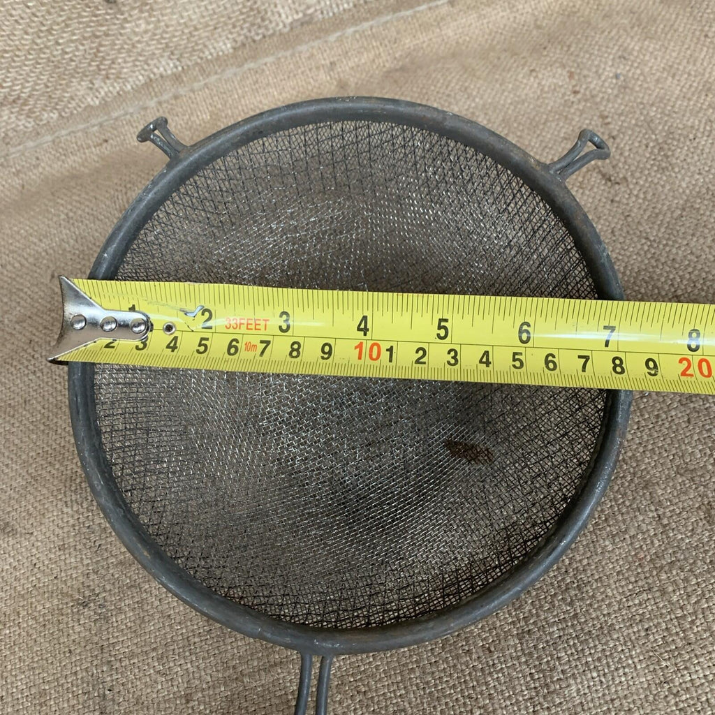 Vintage Kitchen Metal Seive With Wooden Handle & Lip - Kitchenalia