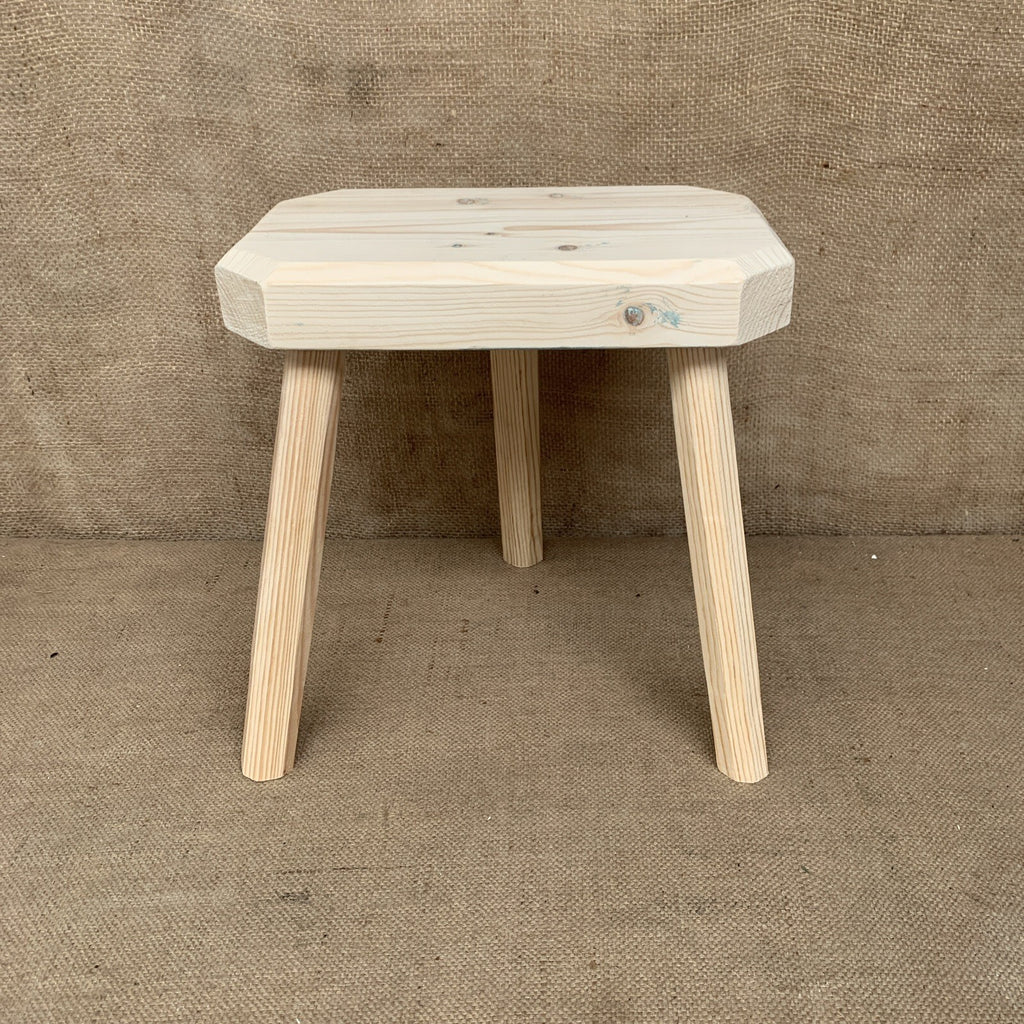 Three Leg Pine Stool - Farmhouse - Cottage - Plant Stand - Milking Stool