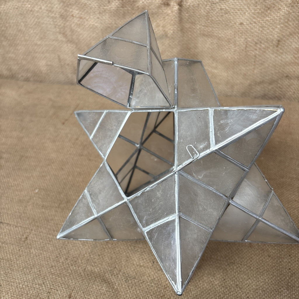 Capiz shell star pendant lampshade - Large - Vintage - Celestial