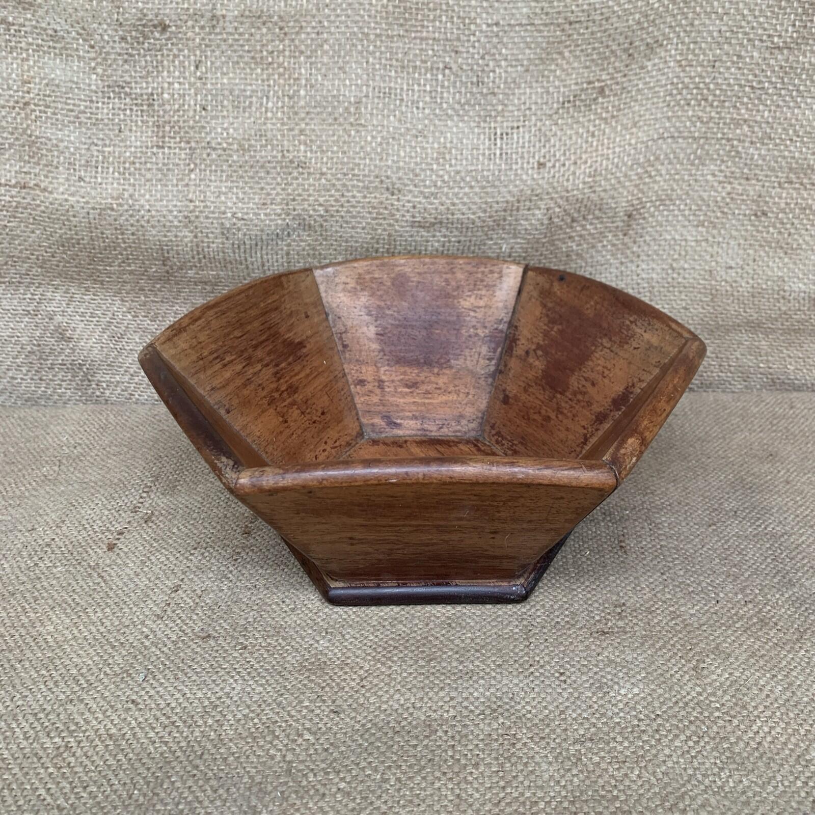 Vintage Hexagon Wooden Bowl - Farmhouse - Cottage