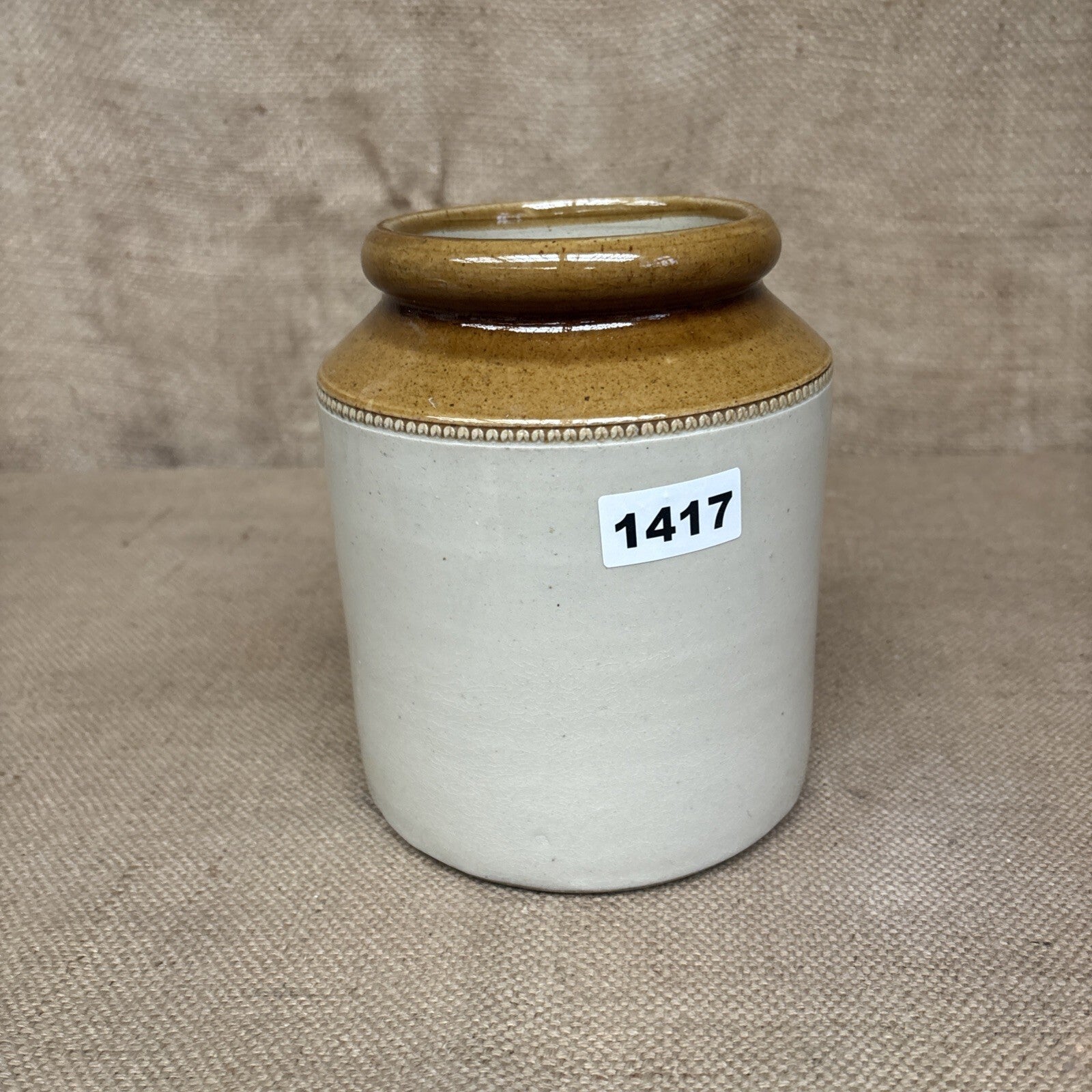 Vintage Stoneware Jar / Utensil Holder / Pickling Jar Farmhouse Kitchen