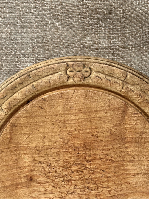 Antique Carved Round Bread Board - English Kitchenalia - Farmhouse