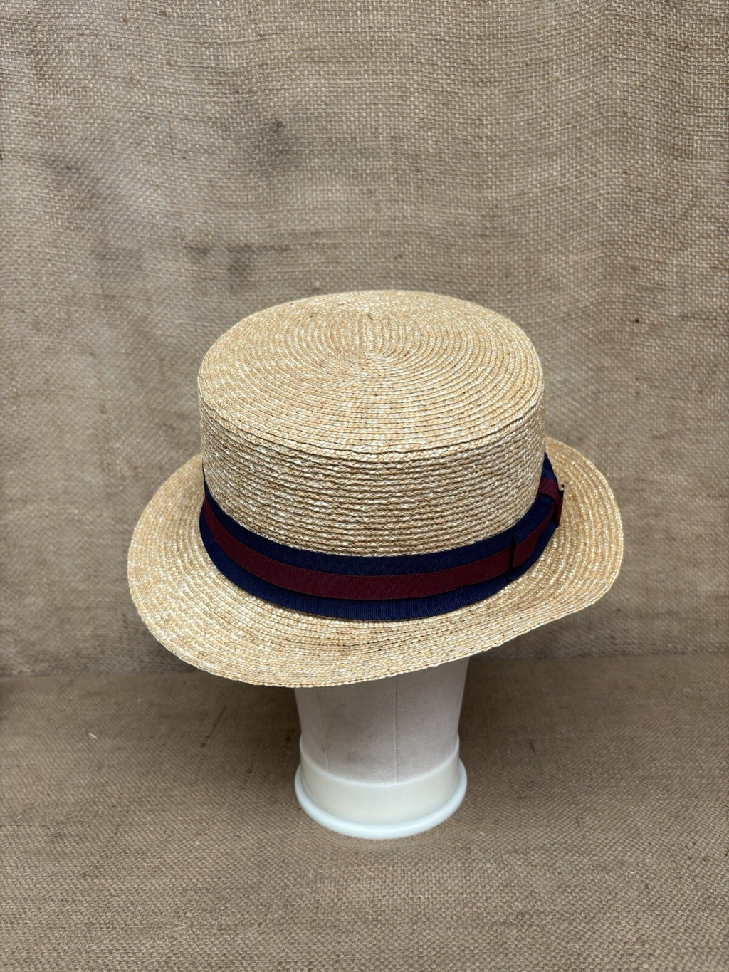 Jaxon & James Straw Boater Hat With Striped Band - Vintage Style