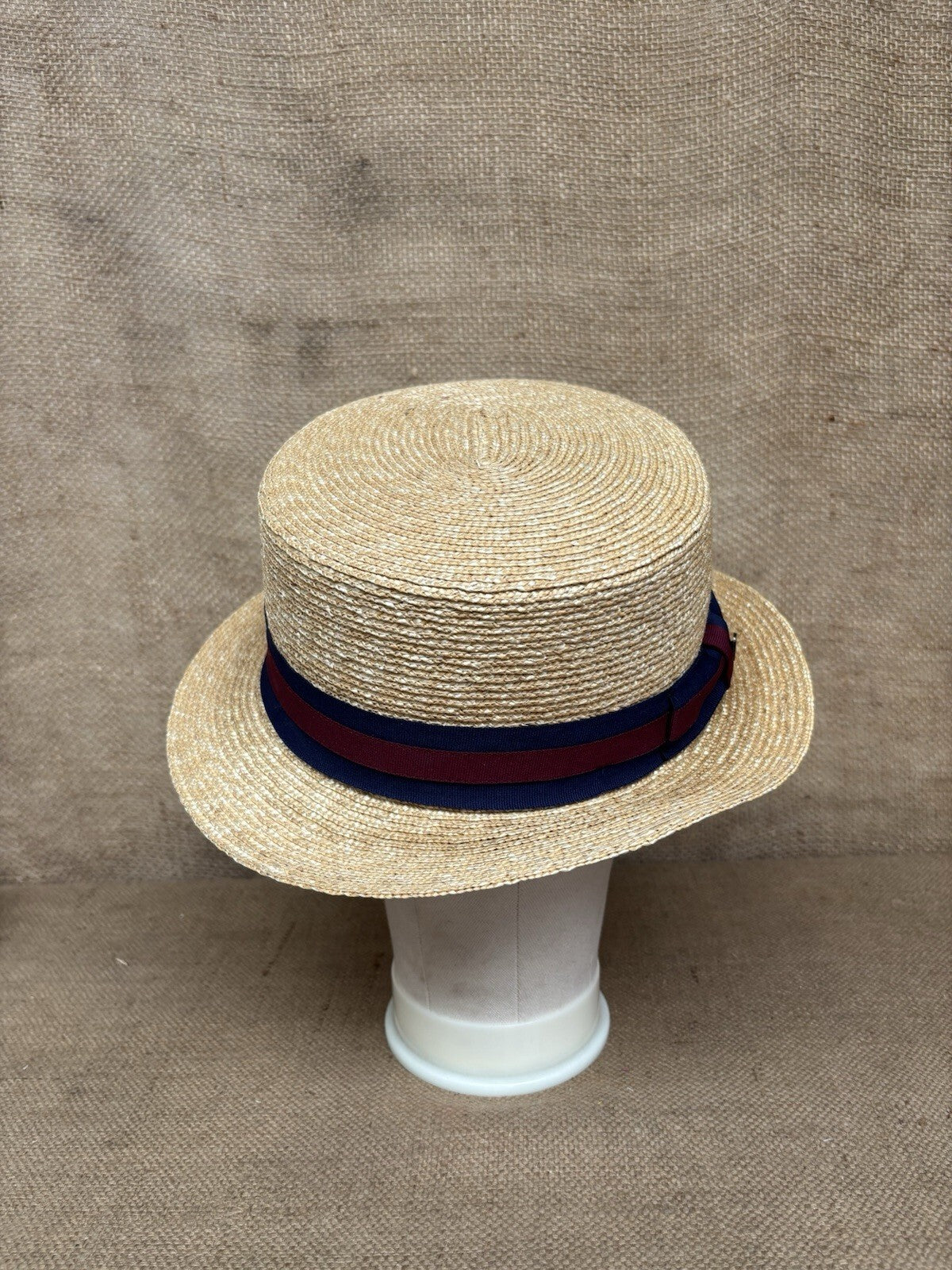 Jaxon & James Straw Boater Hat With Striped Band - Vintage Style