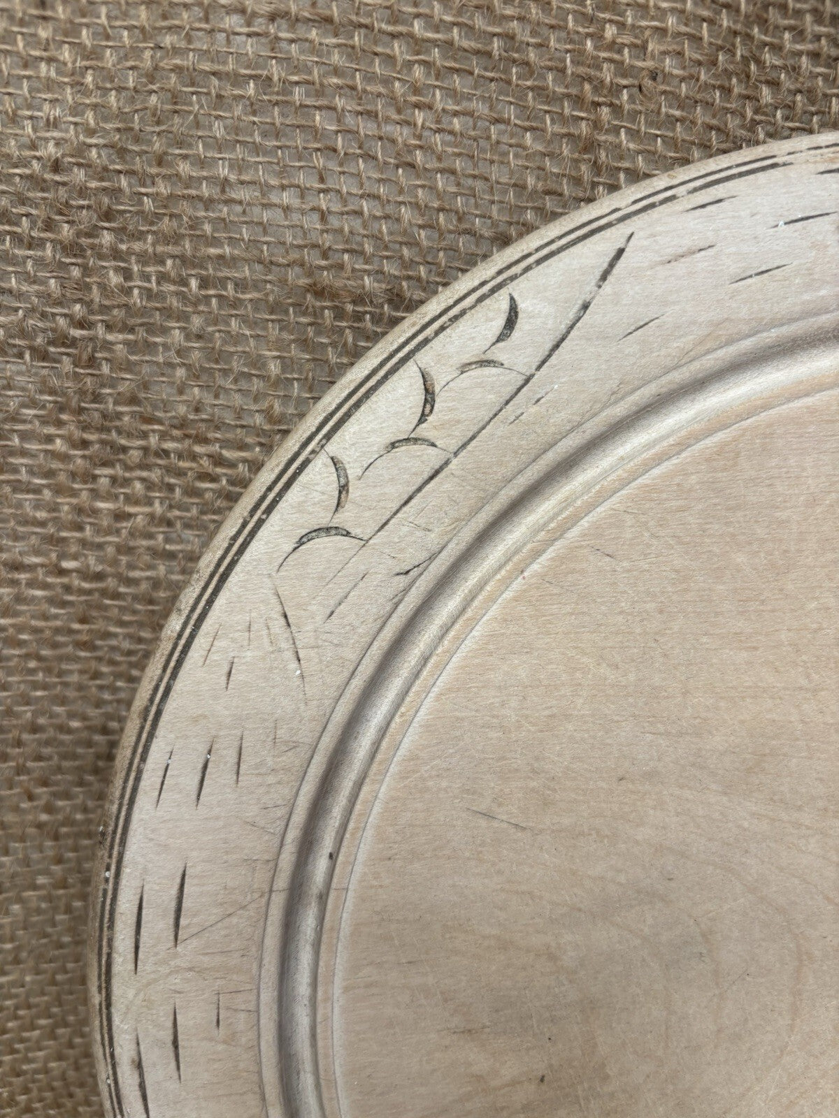 Vintage Carved Round Bread Board - English Kitchenalia - Farmhouse