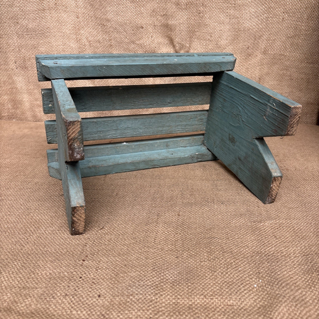 Vintage Stool - Rustic Blue Paint - Farmhouse - Cottage