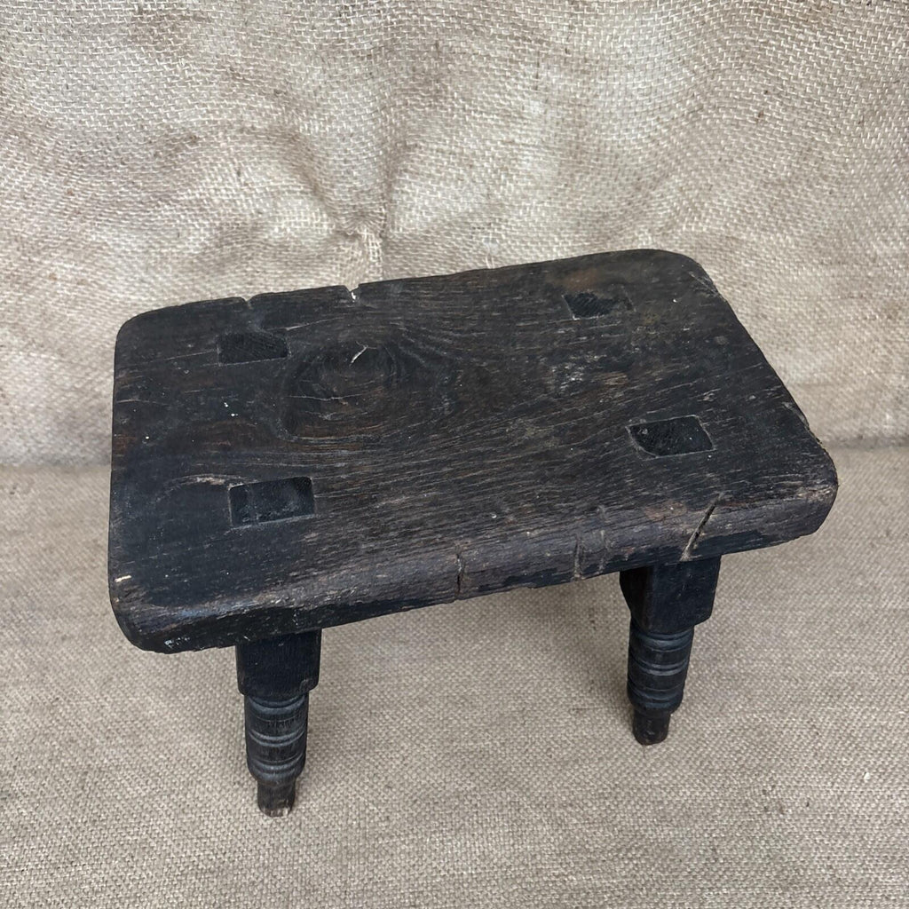 Antique Oak Stool - Welsh - Farmhouse - Cottage - Plant Stand