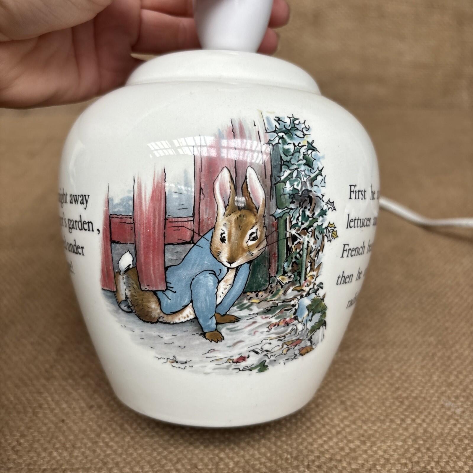 Vintage Wedgwood Beatrix Potter Peter Rabbit Lamp Base / Table Lamp - Working