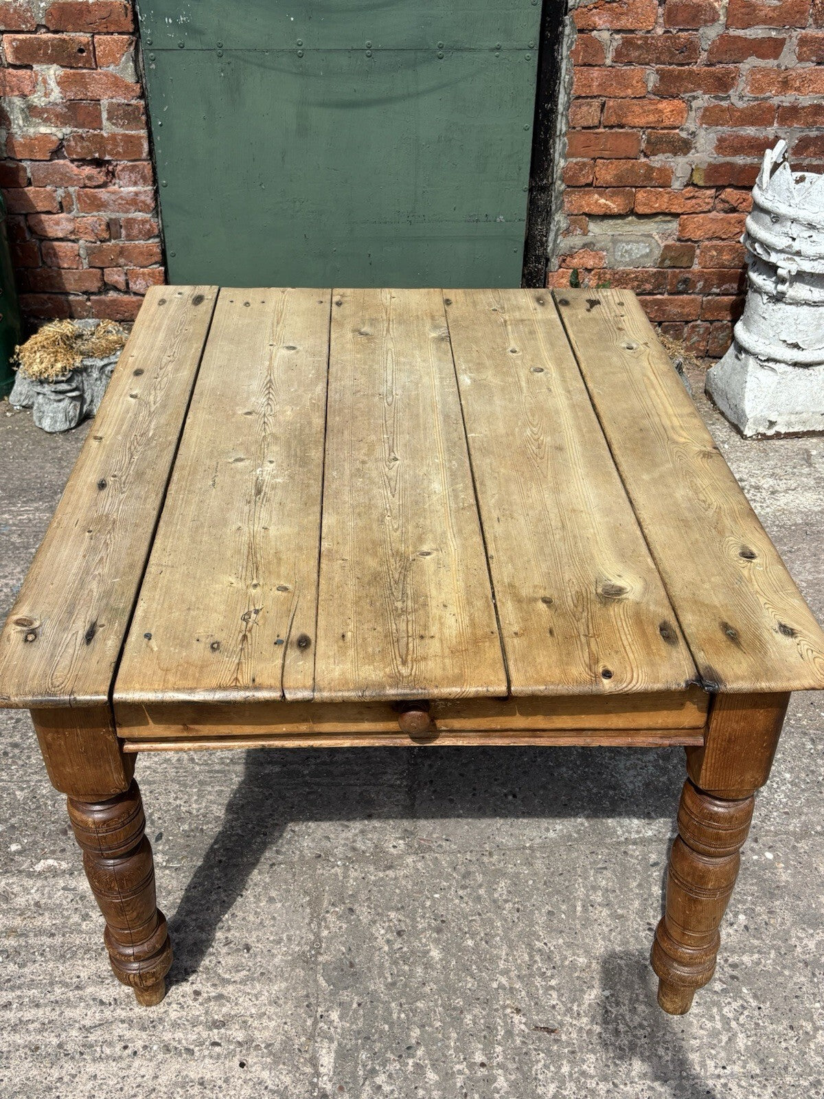 Antique Pine Kitchen Table With Drawer Farmhouse Cottage Rustic