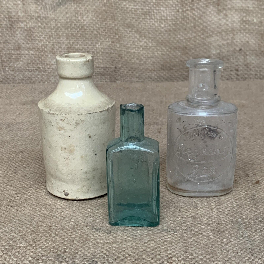 Rustic Small Bottle Trio - Bud Vase - Farmhouse Kitchen - Cottage
