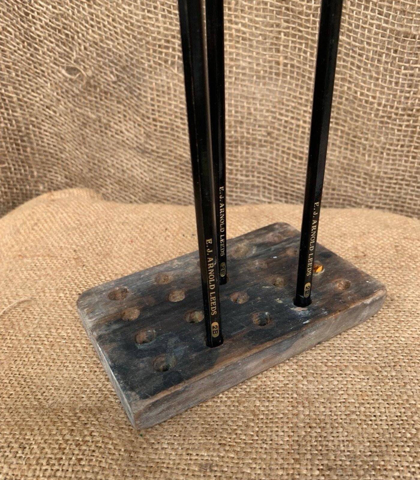 Wooden Pencil Holder - Artist - Rustic - Office - Vintage - Studio