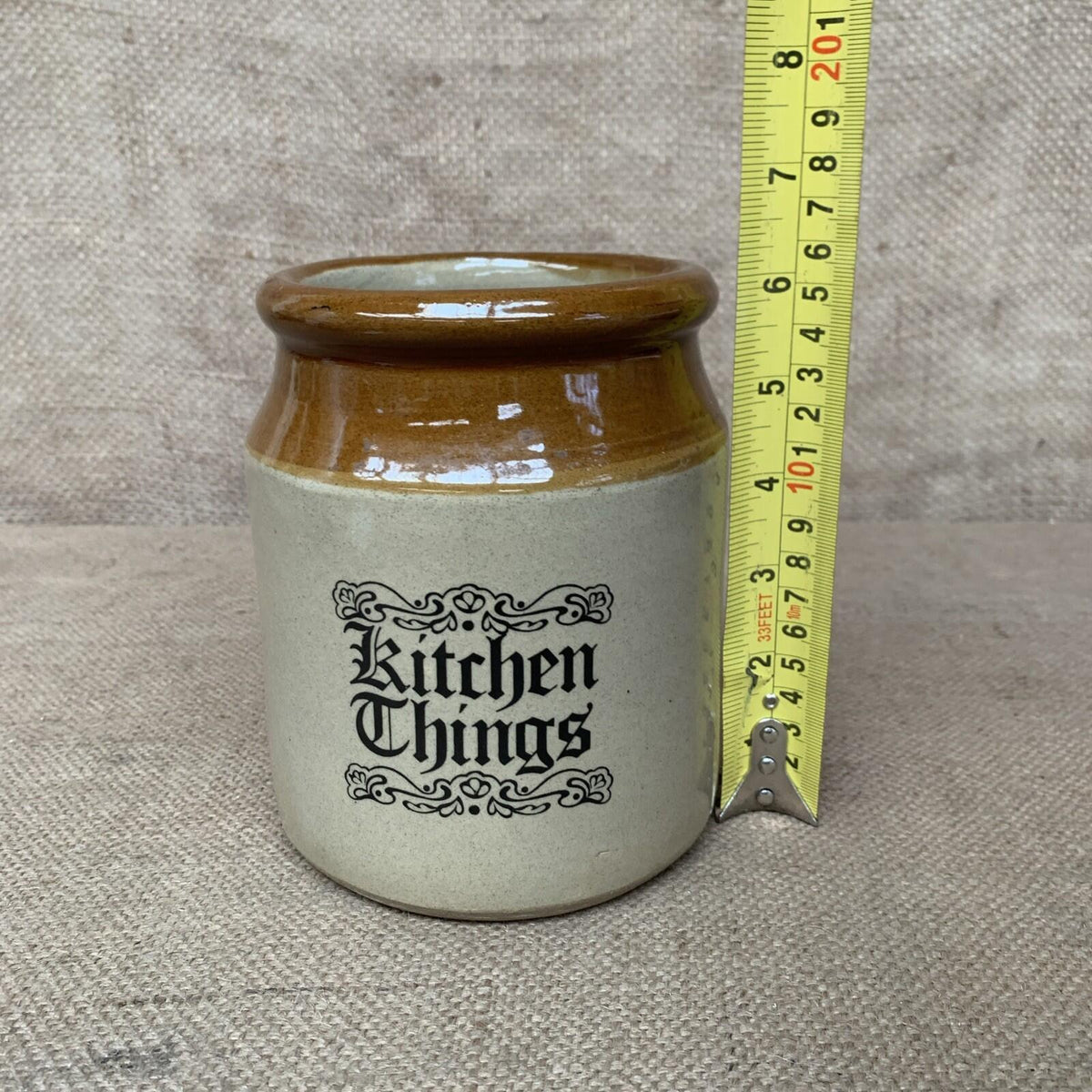 Vintage Stoneware Utensil Pot - Kitchen Things - Farmhouse - Cottage