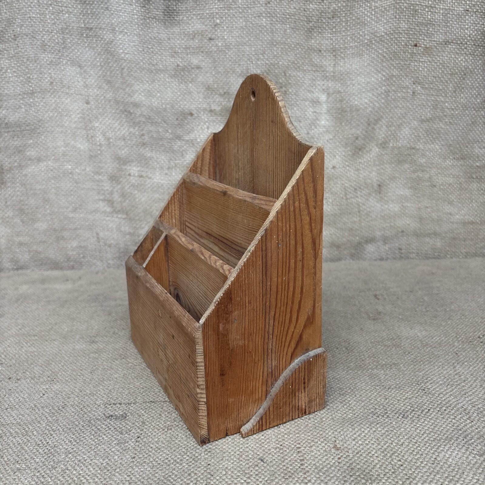 Vintage Pine Letter Rack / Stationary Storage - Farmhouse - Cottage