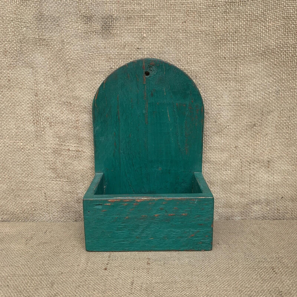 Rustic Wall Box - Worn Dark Green Painted Pine - Farmhouse - Cottage