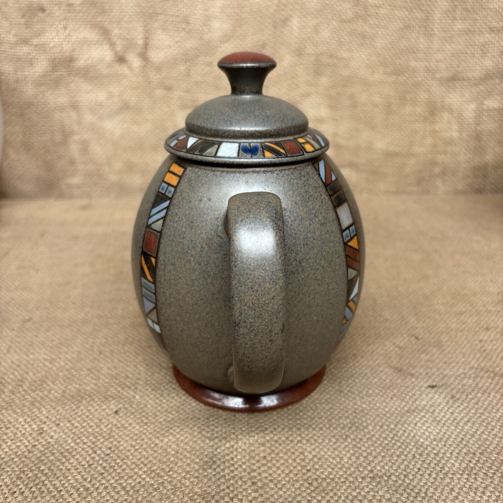 Denby Marrakesh Teapot 1 Litre. 2 Pints. Second. Grey/ Brown, Colourful Pattern