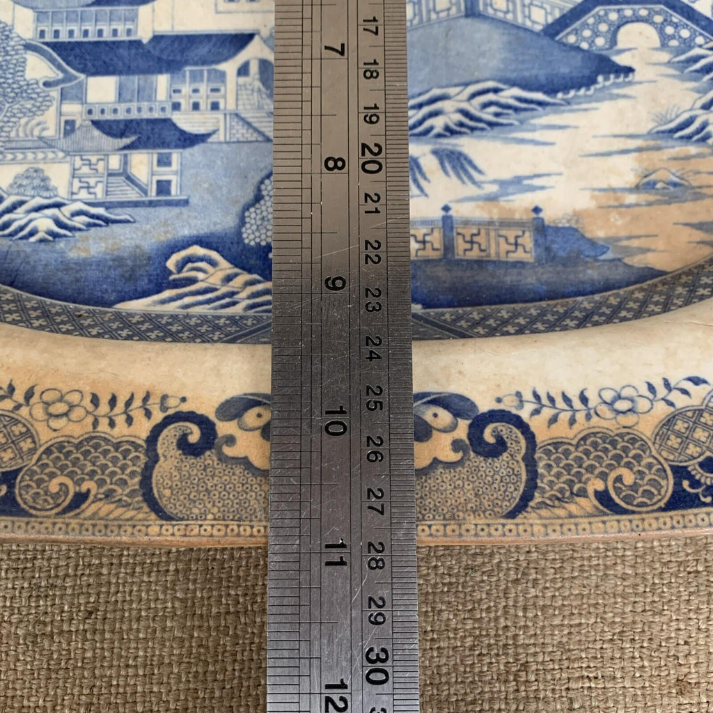 Antique Willow Pattern Stained Ironstone Plater / Farmhouse / Miles Mason