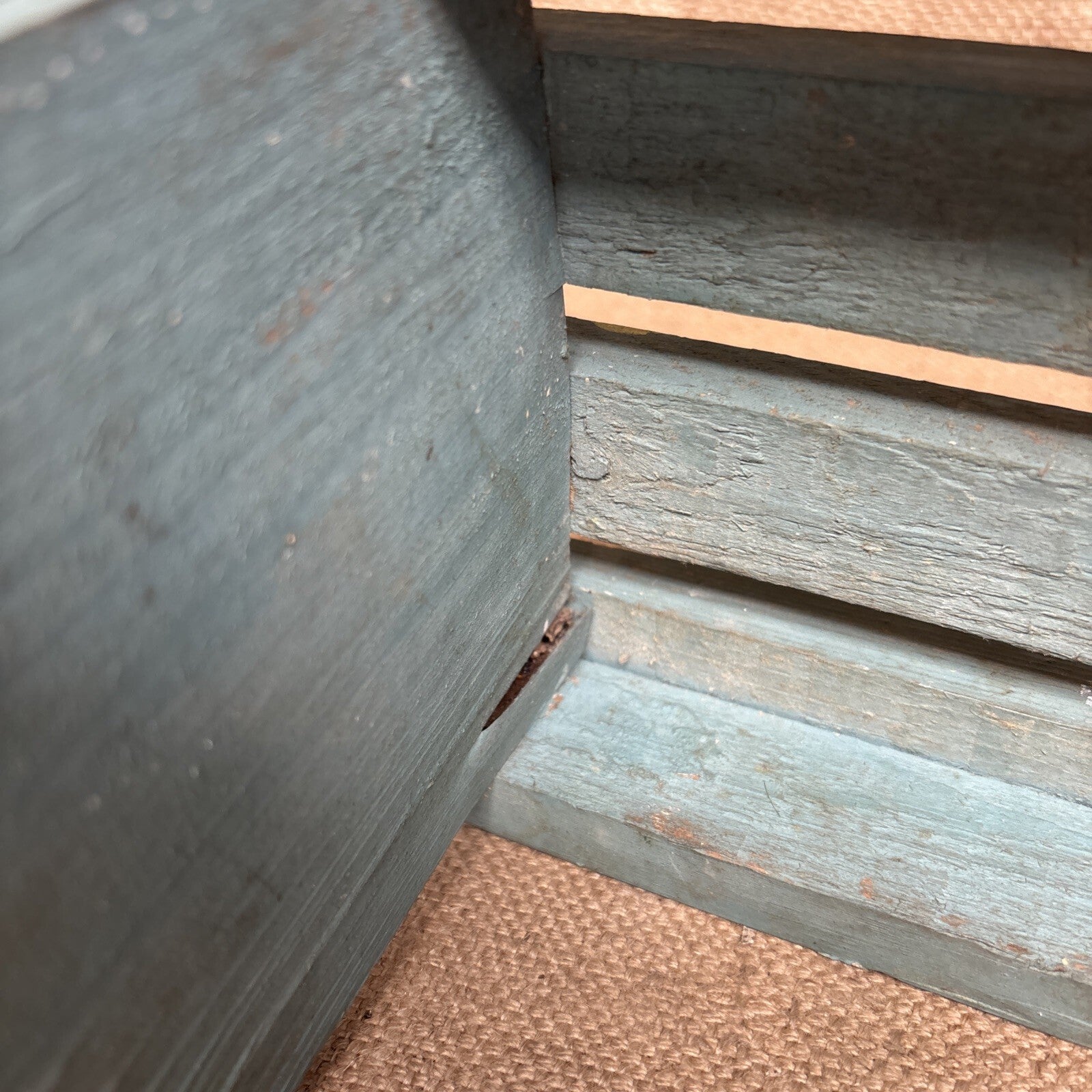 Vintage Stool - Rustic Blue Paint - Farmhouse - Cottage
