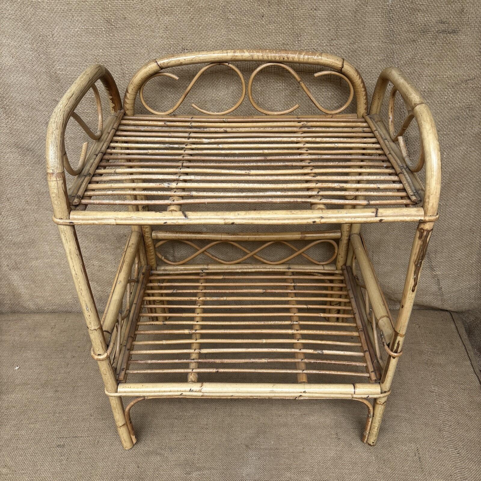 Vintage Bamboo Shelving Unit Boho Free Standing Conservatory