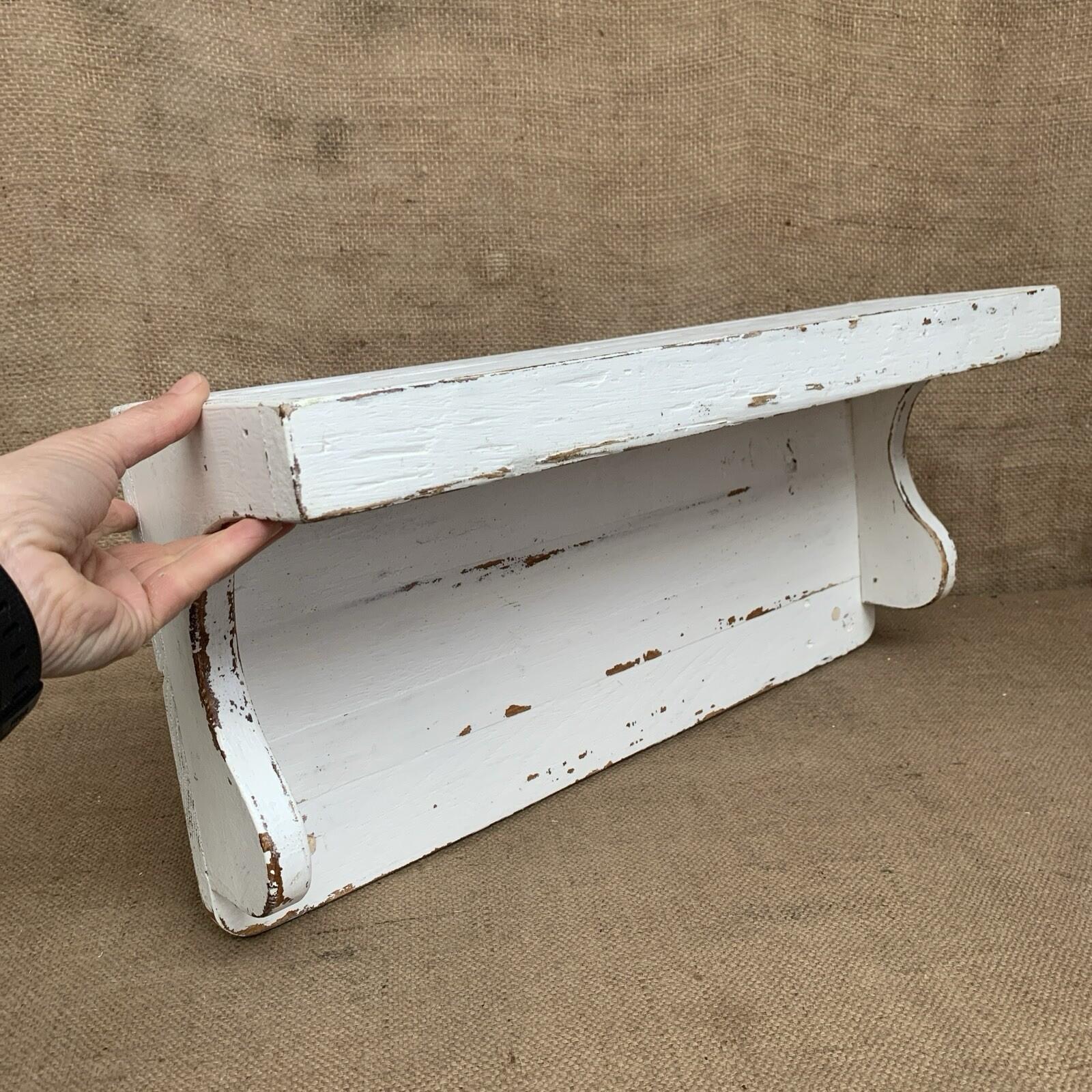 Rustic Pine Shelf - Worn White Paint - Free Standing Or Wall hanging
