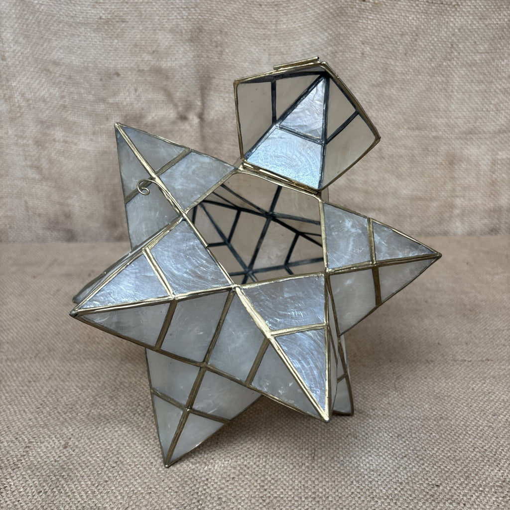 Capiz shell star pendant lampshade - Large - Vintage - Celestial - Gold