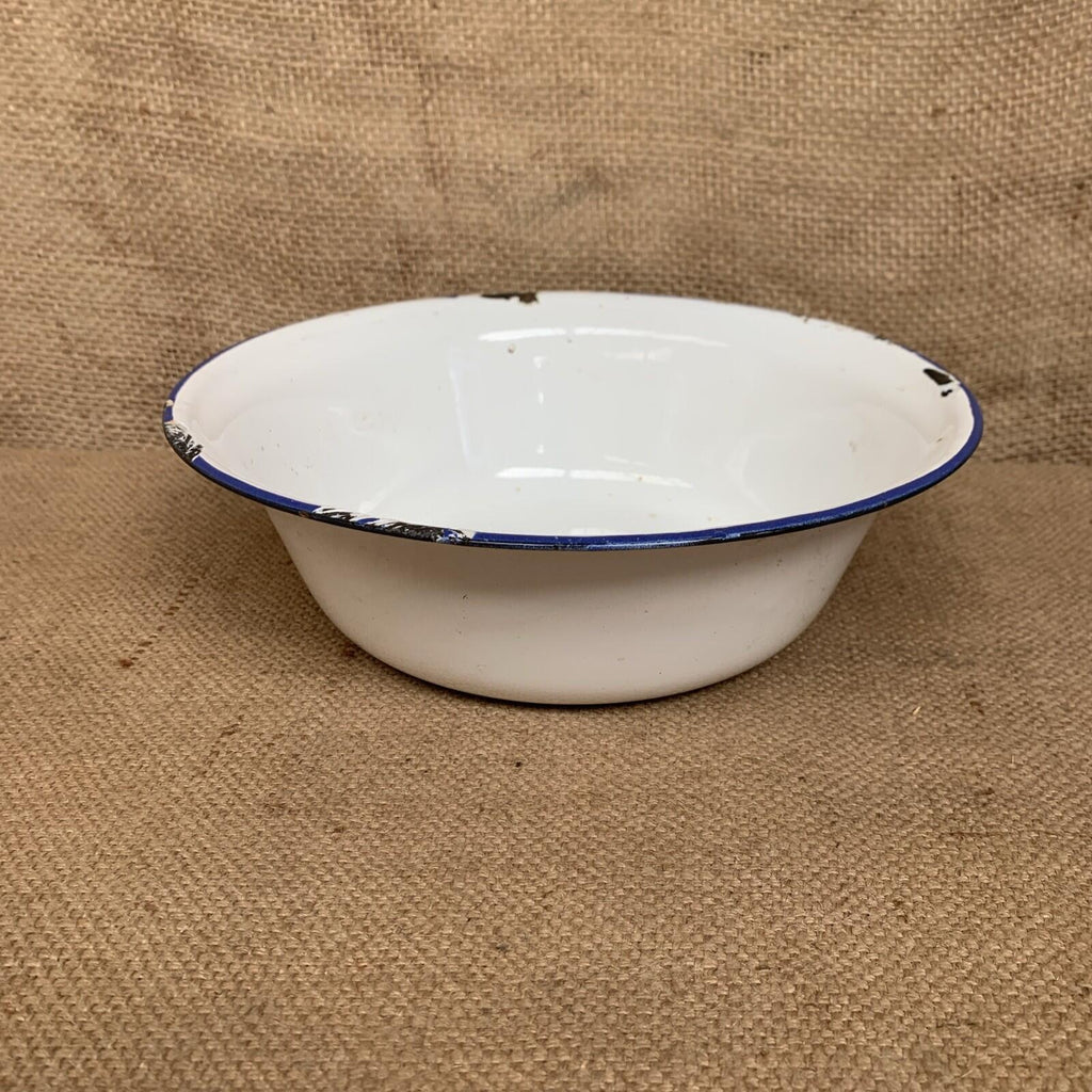 Rustic Enamel Bowl - Blue And White - Kitchenalia - Cottage