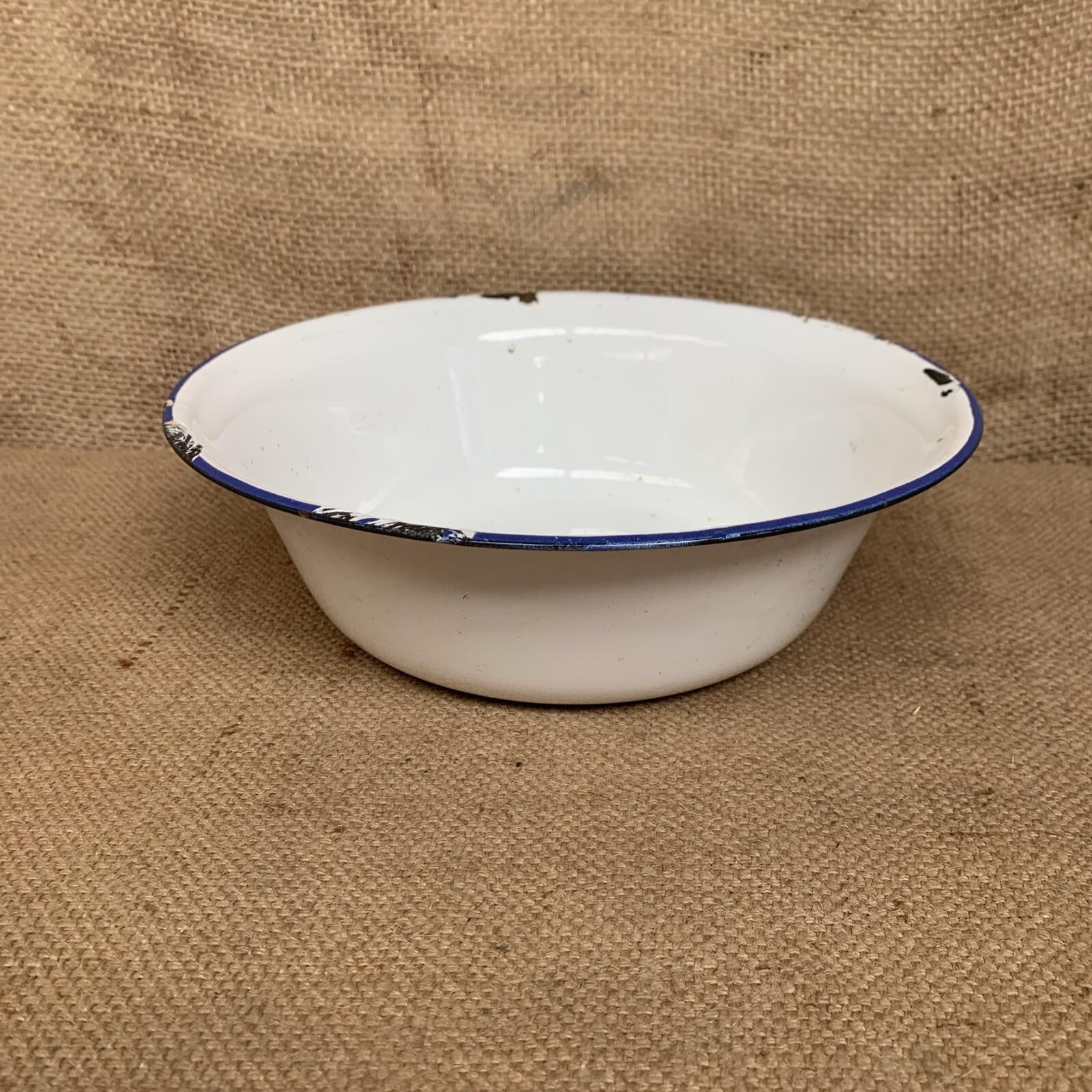 Rustic Enamel Bowl - Blue And White - Kitchenalia - Cottage