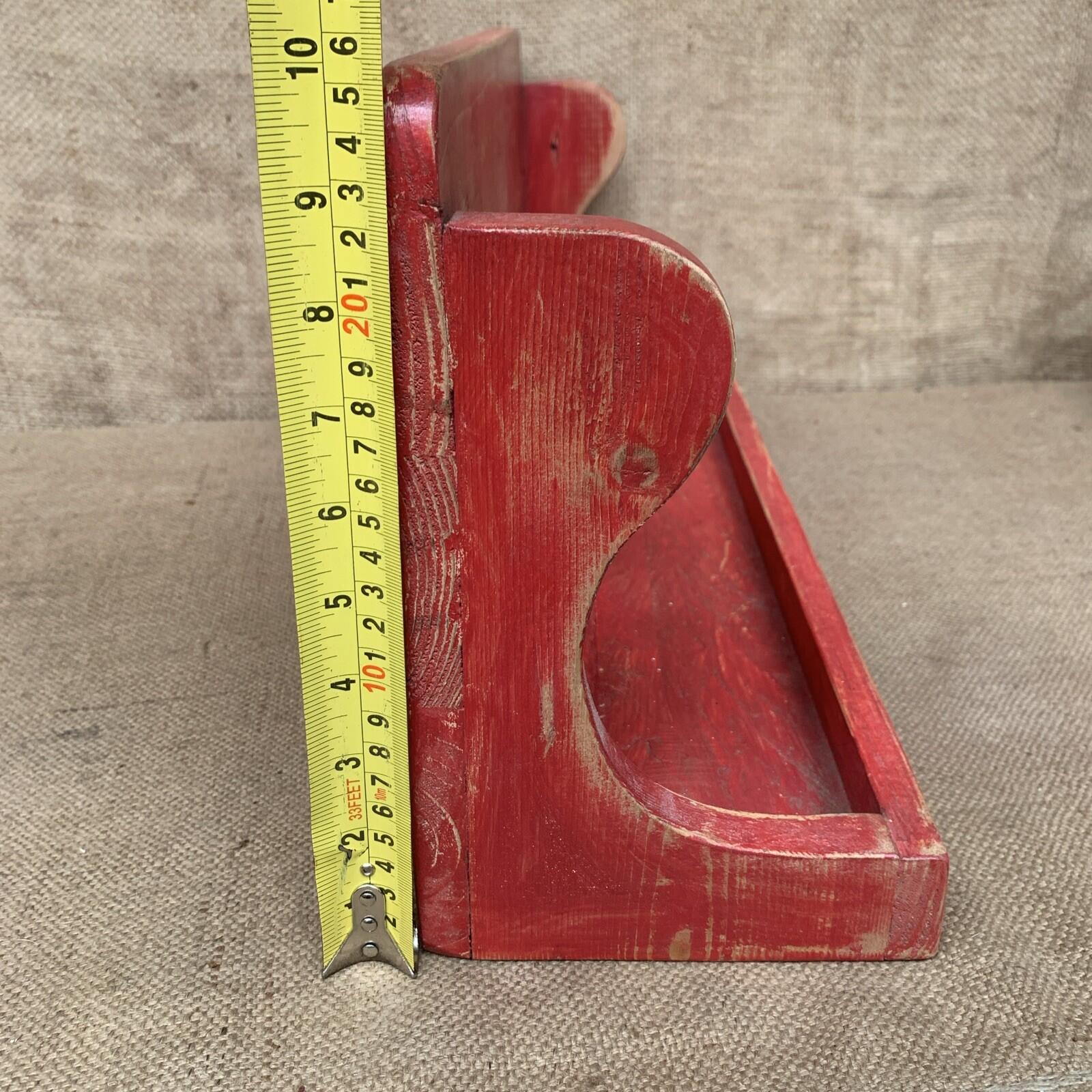 Rustic Pine Shelf - Painted Red - Free Standing Or Wall hanging