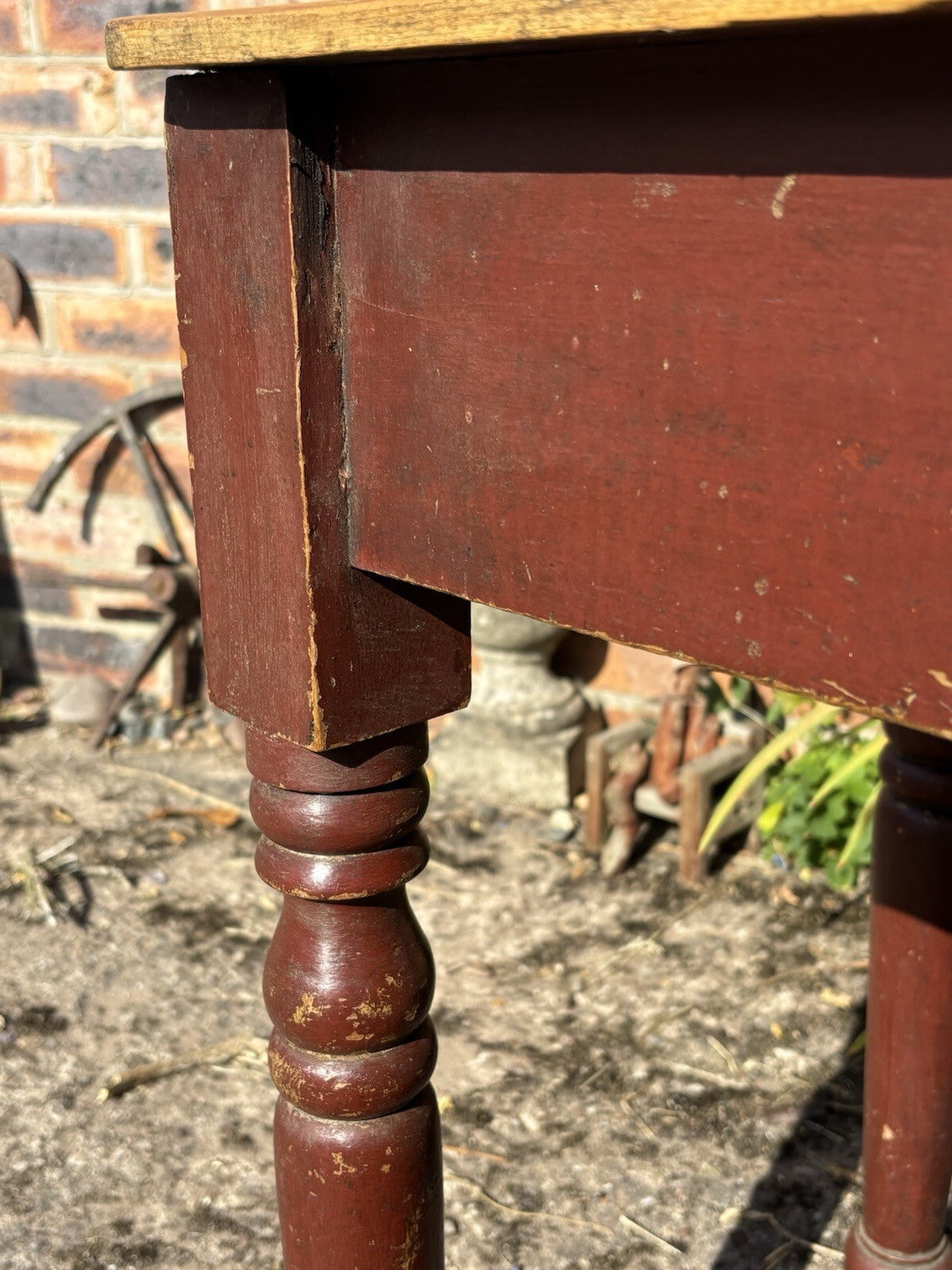 Rustic Pine Table - Small - Original Painted Legs - Farmhouse - Cottage