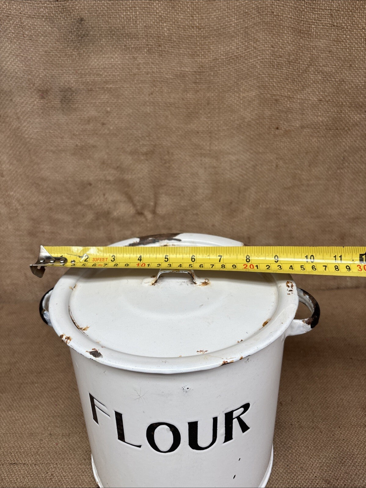 Vintage Enamel Flour Bin / Storage / Farmhouse / Cottage Kitchen / Wartime