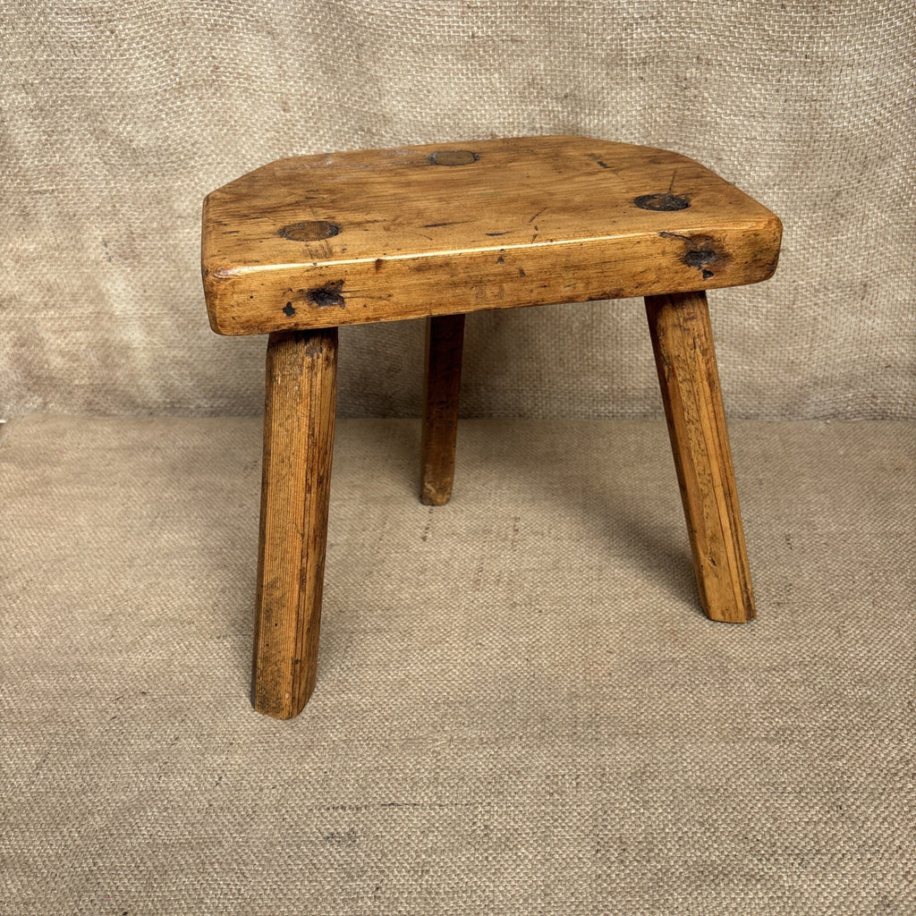 Antique Pine Milking Stool - Farmhouse - Cottage - Plant Stand