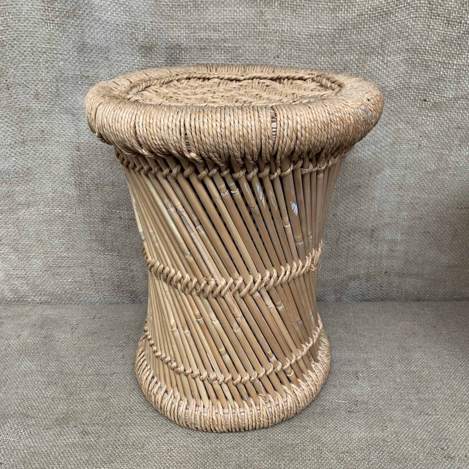 Vintage Boho Bamboo Plant Stand / Side Table / Rattan / Conservatory X 2